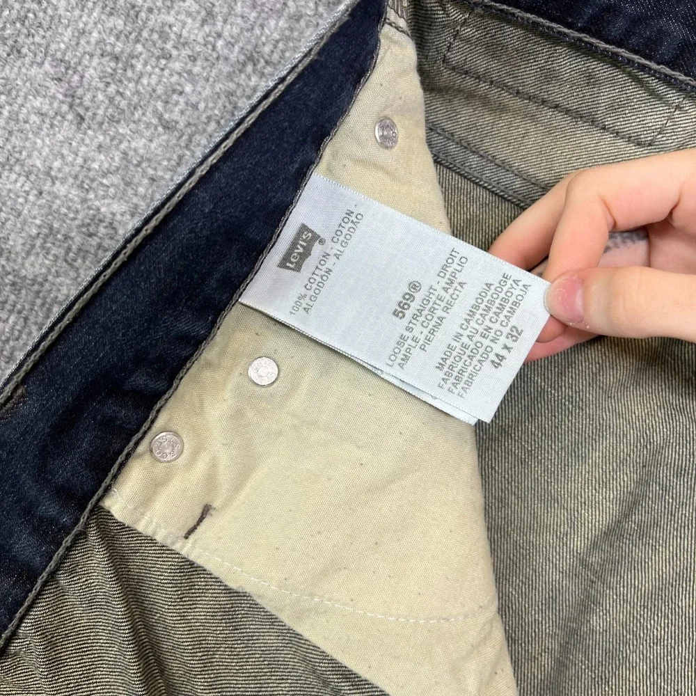 Levi's 569 Loose Straight‎ Jeans Men's Blue Denim High Rise Zip Fly - 43X32